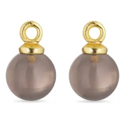 8 mm Rauchquarz Anhänger für Ohrringe in vergoldetem Silber - Mix & Match