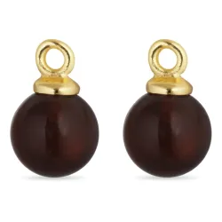 8 mm rotem Bergkristall  Anhänger für Ohrringe in vergoldetem Silber - Mix & Match