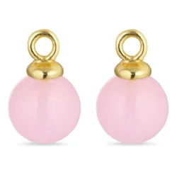 8 mm rose Bergkristall Anhänger für Ohrringe in vergoldetem Silber