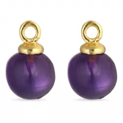 8 mm violettem Bergkristall Anhänger für Ohrringe in vergoldetem Silber