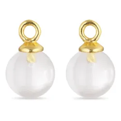 8 mm klar Quarz Anhänger für Ohrringe in vergoldetem Silber - Mix & Match