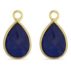 Tropfen blauem Jadestein Anhänger für Ohrringe in vergoldetem Silber - Mix & Match