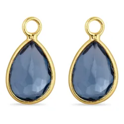 Tropfen dunkelblauem Bergkristall Anhänger für Ohrringe in vergoldetem Silber - Mix & Match