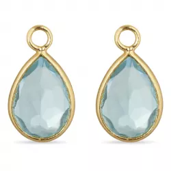 Tropfen blauem Bergkristall Anhänger für Ohrringe in vergoldetem Silber