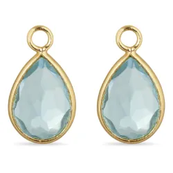 Tropfen blauem Bergkristall Anhänger für Ohrringe in vergoldetem Silber - Mix & Match