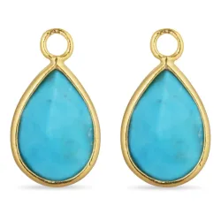 Tropfen synthetischer Türkis Anhänger für Ohrringe in vergoldetem Silber - Mix & Match