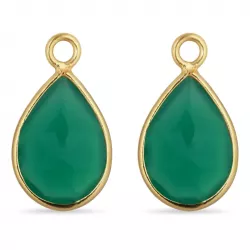 Tropfen grünem Bergkristall Anhänger für Ohrringe in vergoldetem Silber