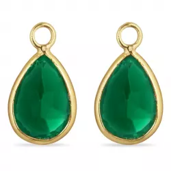 Tropfen grünem Onyx Anhänger für Ohrringe in vergoldetem Silber