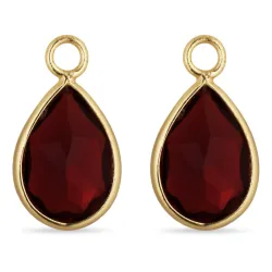 Tropfen rotem Bergkristall  Anhänger für Ohrringe in vergoldetem Silber - Mix & Match