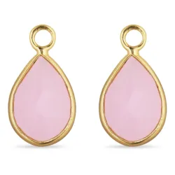 Tropfen rose Bergkristall Anhänger für Ohrringe in vergoldetem Silber - Mix & Match