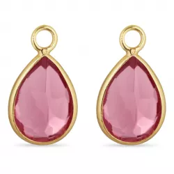 Tropfen pink Bergkristall Anhänger für Ohrringe in vergoldetem Silber
