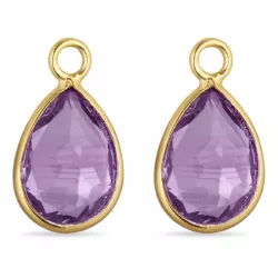 Tropfen violettem Bergkristall Anhänger für Ohrringe in vergoldetem Silber