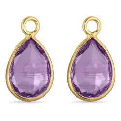 Tropfen violettem Bergkristall Anhänger für Ohrringe in vergoldetem Silber - Mix & Match