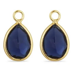 Tropfen synthetisch blauem Saphir Anhänger für Ohrringe in vergoldetem Silber - Mix & Match