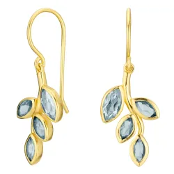 Blatt blauem Bergkristall Ohrringe in vergoldetem Silber - Loom Stones