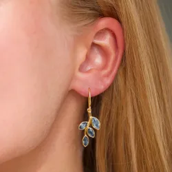 Blatt blauem Bergkristall Ohrringe in vergoldetem Silber - Loom Stones