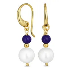 lange blauem Jadestein Ohrringe in vergoldetem Silber - Loom Stones