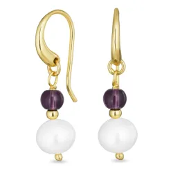 lange dunkelblauem Bergkristall Ohrringe in vergoldetem Silber - Loom Stones