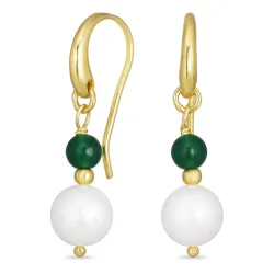 lange grünem Onyx Ohrringe in vergoldetem Silber - Loom Stones