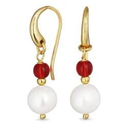 lange pink Bergkristall Ohrringe in vergoldetem Silber - Loom Stones