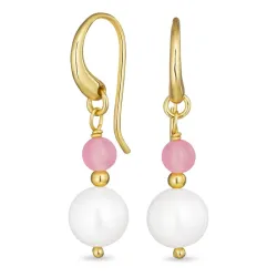 lange rose Bergkristall Ohrringe in vergoldetem Silber