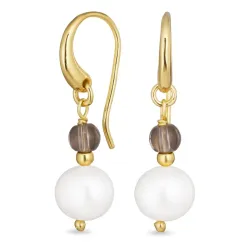 lange Rauchquarz Ohrringe in vergoldetem Silber - Loom Stones