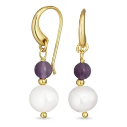 lange lila Amethyst Ohrringe in vergoldetem Silber