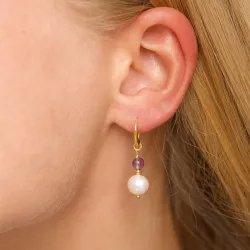 lange lila Amethyst Ohrringe in vergoldetem Silber - Loom Stones