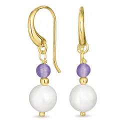 lange lila Jadestein Ohrringe in vergoldetem Silber - Loom Stones