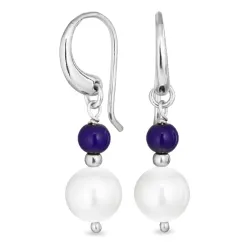 lange blauem Jadestein Ohrringe in Silber - Loom Stones