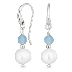 lange blauem Onyxe Ohrringe in Silber - Loom Stones