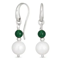 lange grünem Onyx Ohrringe in Silber - Loom Stones