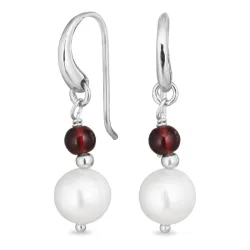 lange Granat Ohrringe in Silber