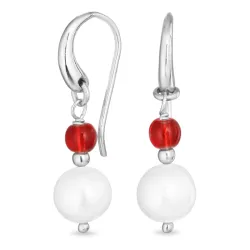 lange pink Bergkristall Ohrringe in Silber - Loom Stones