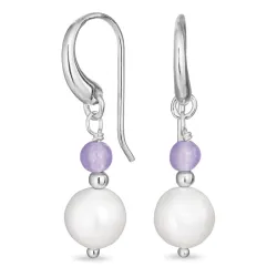 lange lila Jadestein Ohrringe in Silber - Loom Stones