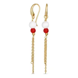 pink Bergkristall ketten ohrringe in vergoldetem Silber - Loom Stones