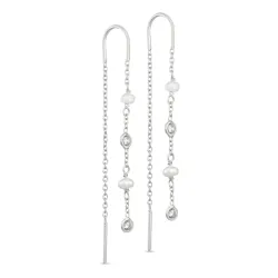 weißem Zirkon ketten ohrringe in Silber