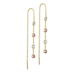Rosa Zirkonia ketten ohrringe in vergoldetem Silber