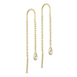 weißem Zirkon ketten ohrringe in vergoldetem Silber