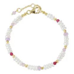 pink Schmuckstein Armband aus vergoldetem Sterlingsilber  x   - Loom Stones