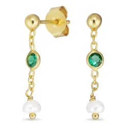 grünem Bergkristall ketten ohrringe in vergoldetem Silber