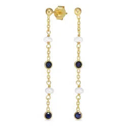 dunkelblauem Bergkristall ketten ohrringe in vergoldetem Silber