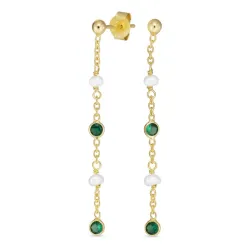 grünem Bergkristall ketten ohrringe in vergoldetem Silber