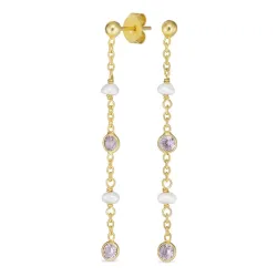 violettem Zirkon ketten ohrringe in vergoldetem Silber