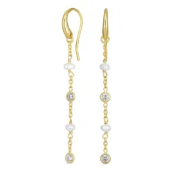 weißem Zirkon ketten ohrringe in vergoldetem Sterlingsilber