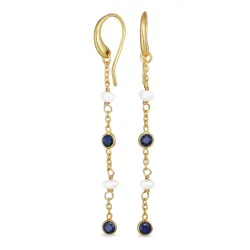dunkelblauem Bergkristall ketten ohrringe in vergoldetem Silber