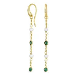 grünem Bergkristall ketten ohrringe in vergoldetem Silber