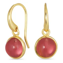 runden pink Bergkristall Ohrringe in vergoldetem Silber - Loom Stones