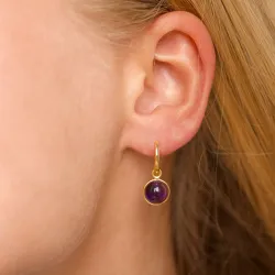 runden violettem Bergkristall Ohrringe in vergoldetem Silber - Loom Stones