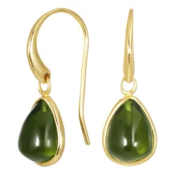 Tropfen Armeegrün Bergkristall Ohrringe in vergoldetem Silber - Loom Stones